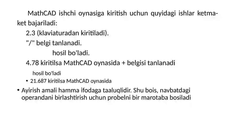 MathCADda ifodalarni tahrirlash 2