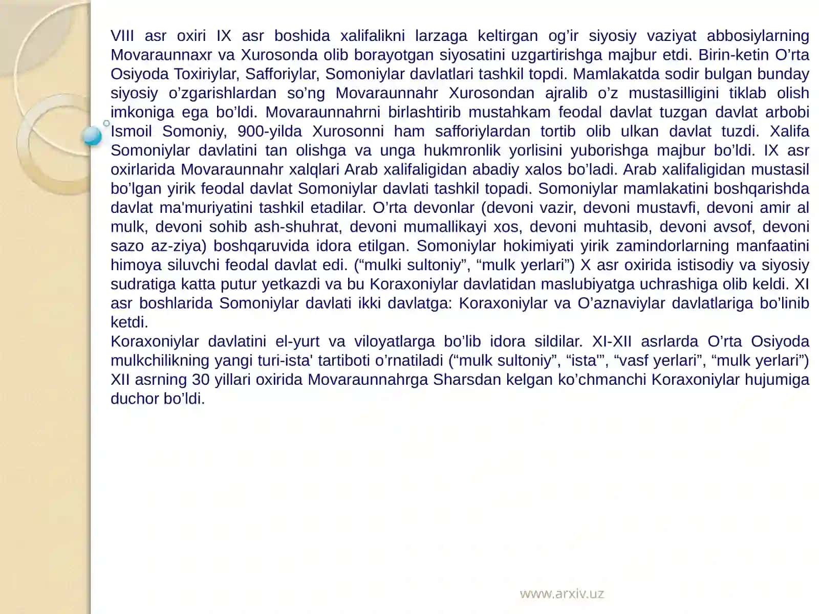 IX-XII asrlarda O'rta Osiyo xalqlari yuz bergan moddiy va ma'naviy madaniyat 2