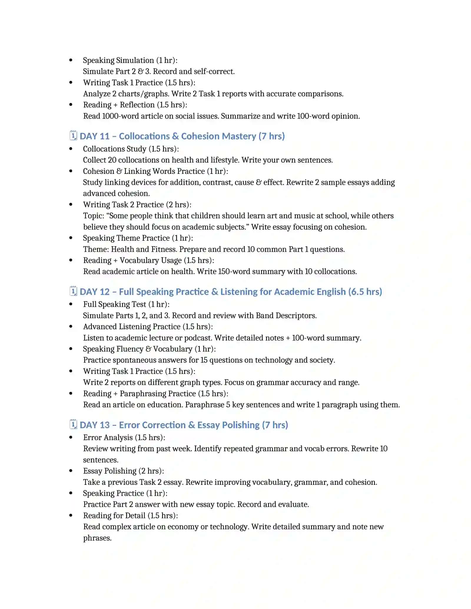 IELTS Intensive Study Plan - Days 8–14 2