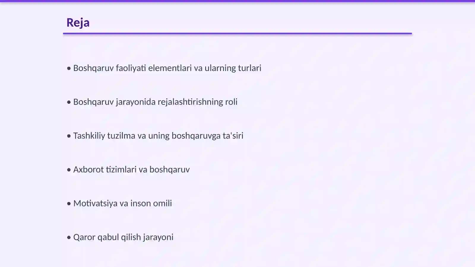 Boshqaruv faoliyati elementlari va ularning turlari 2