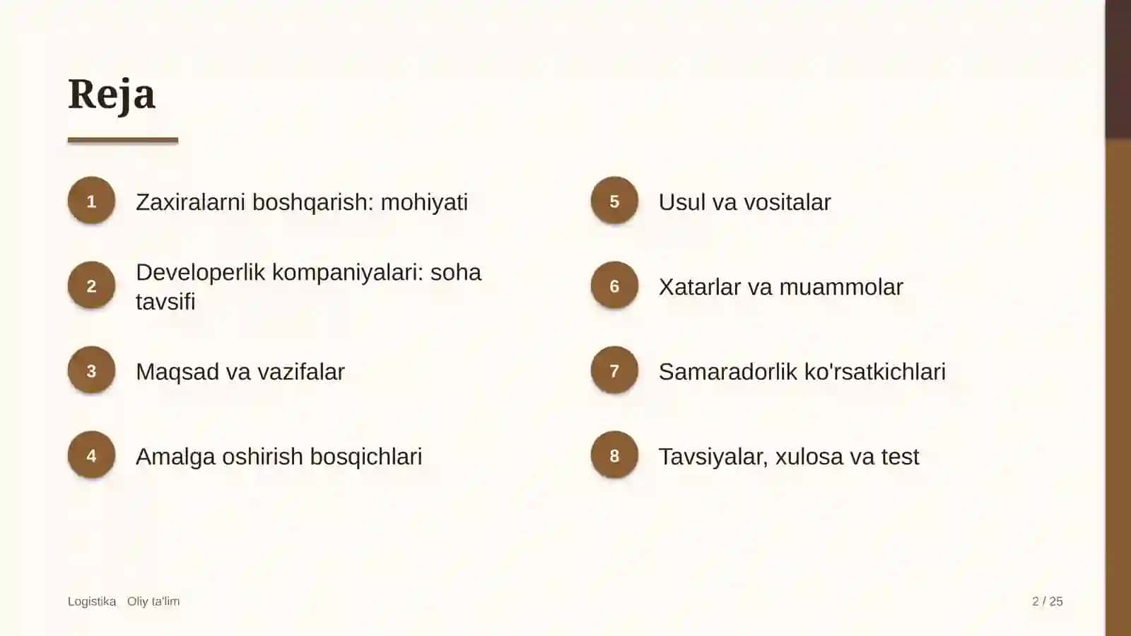 Developerlik kompaniyalarida zaxiralarni boshqarish 2