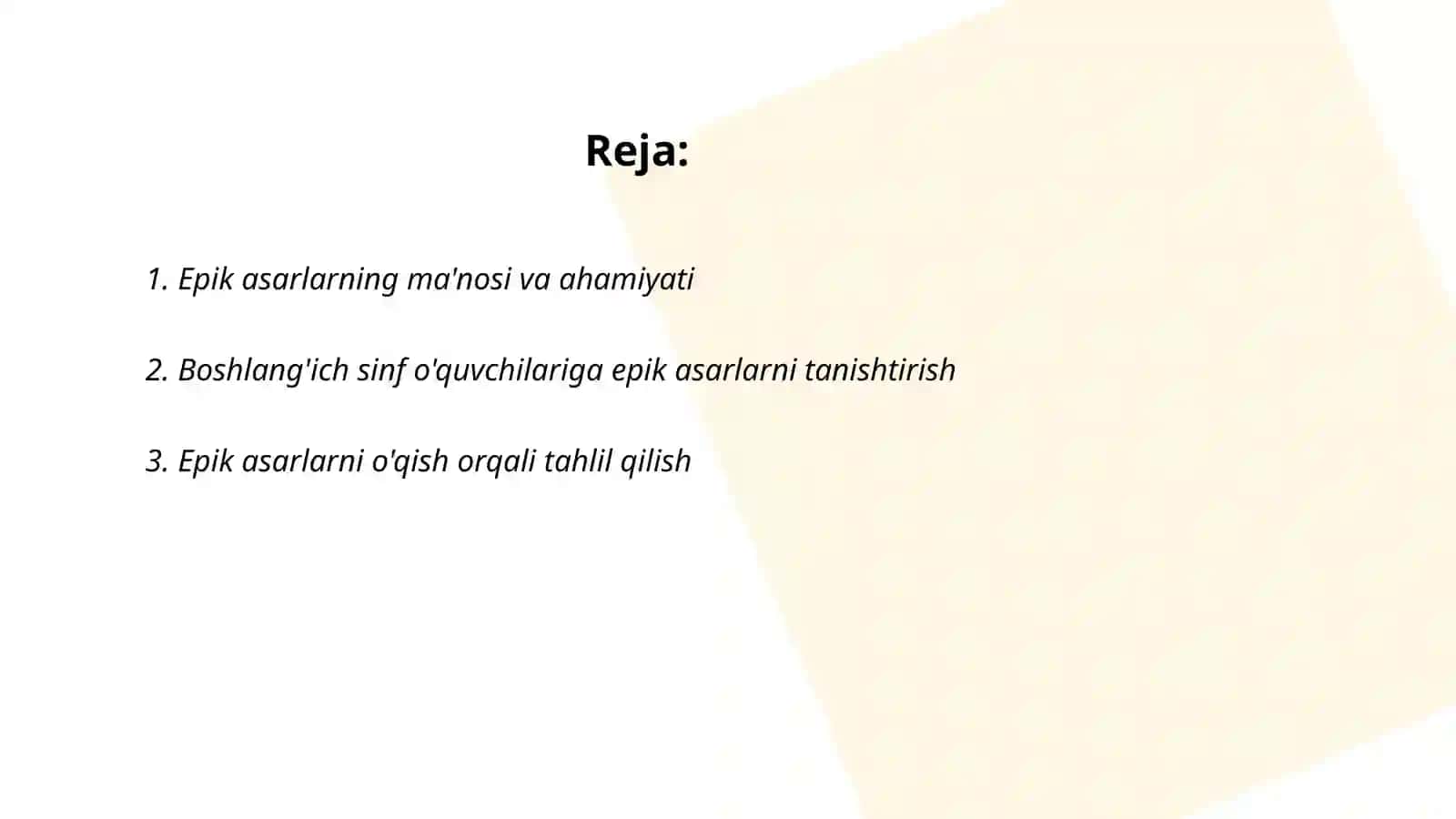 Boshlang'ich sinfda epik asarlar ustida ishlash 2