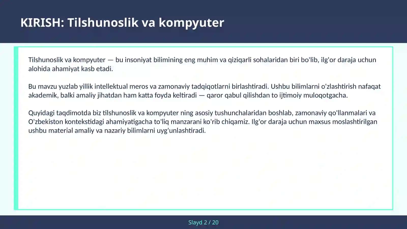 Tilshunoslik va kompyuter 2