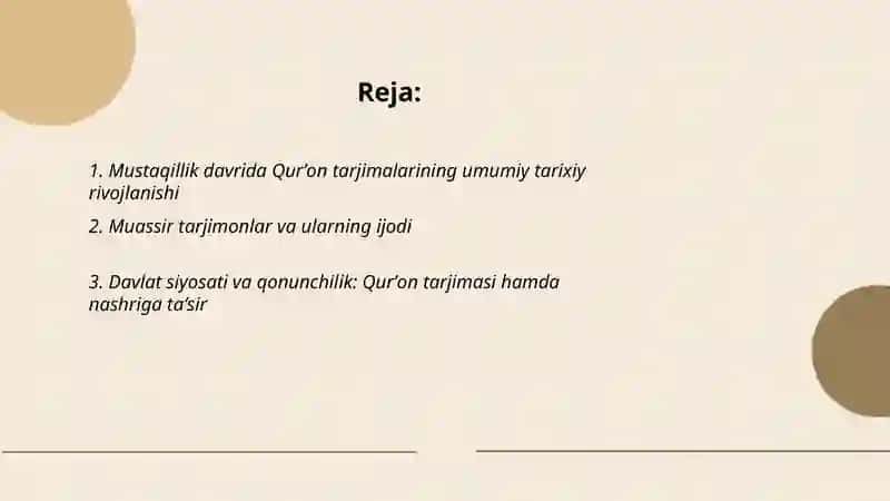 Mustaqillik yillarida Qurʼonning oʻzbek tiliga tarjima qilinishi va tafsirlari haqida 2