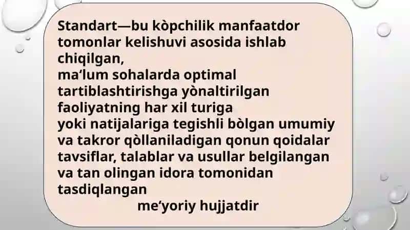 Standartlarni ishlab chiqishning nazariyasoslari 2
