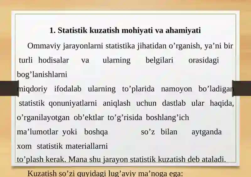 STATISTIK KUZATISH NATIJALARINING SIFATI VA NAZORATI 2
