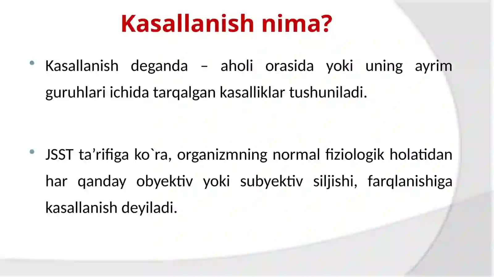 Aholi kasallanishi va uni o`rganish usullari, tibbiy-ijtimoiy qirralari 2
