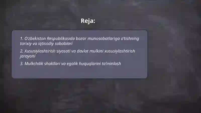 O‘zbekiston Respublikasida bozor munosabatlariga o‘tish 2