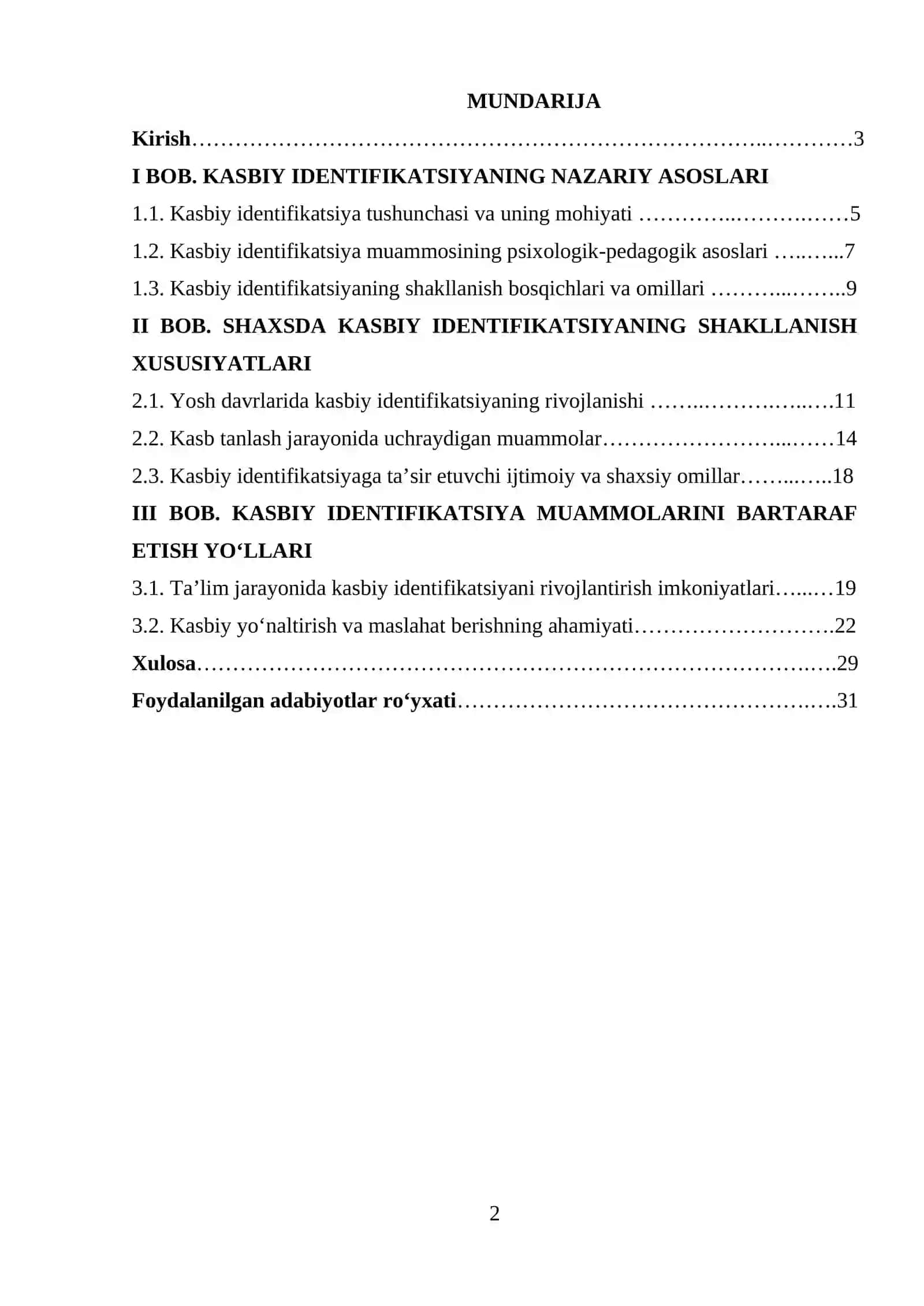 KASBIY INDENTIFIKATSIYA MUAMMOSI 2