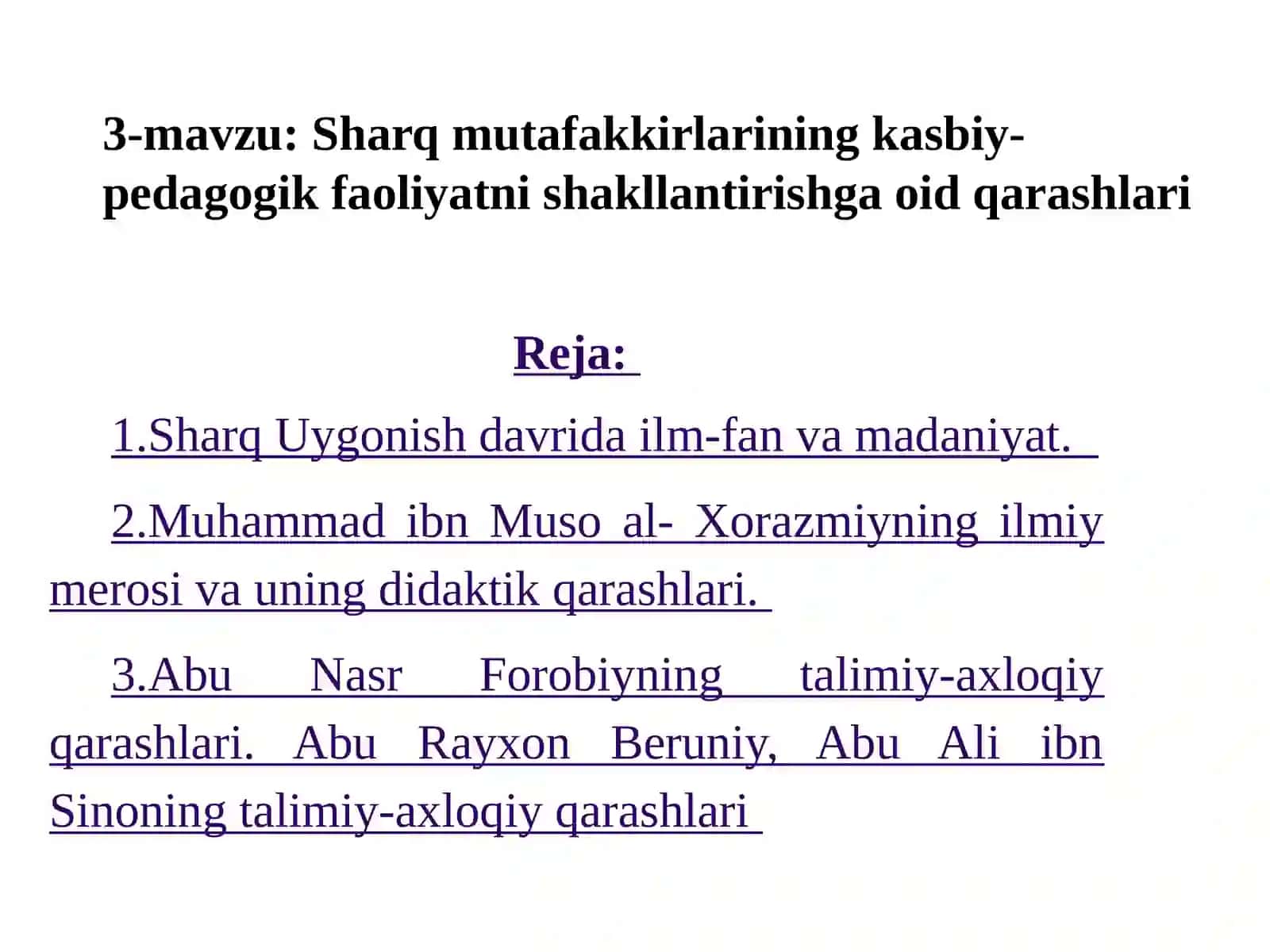 Sharq mutafakkirlarining kasbiy-pedagogik faoliyatni shakllantirishga oid qarashlari 2