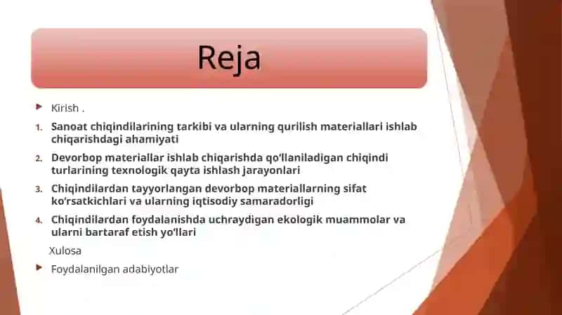 Sanoat chiqindilaridan  devolbop materiallar ishlab chiqarishda  foydalanish 2