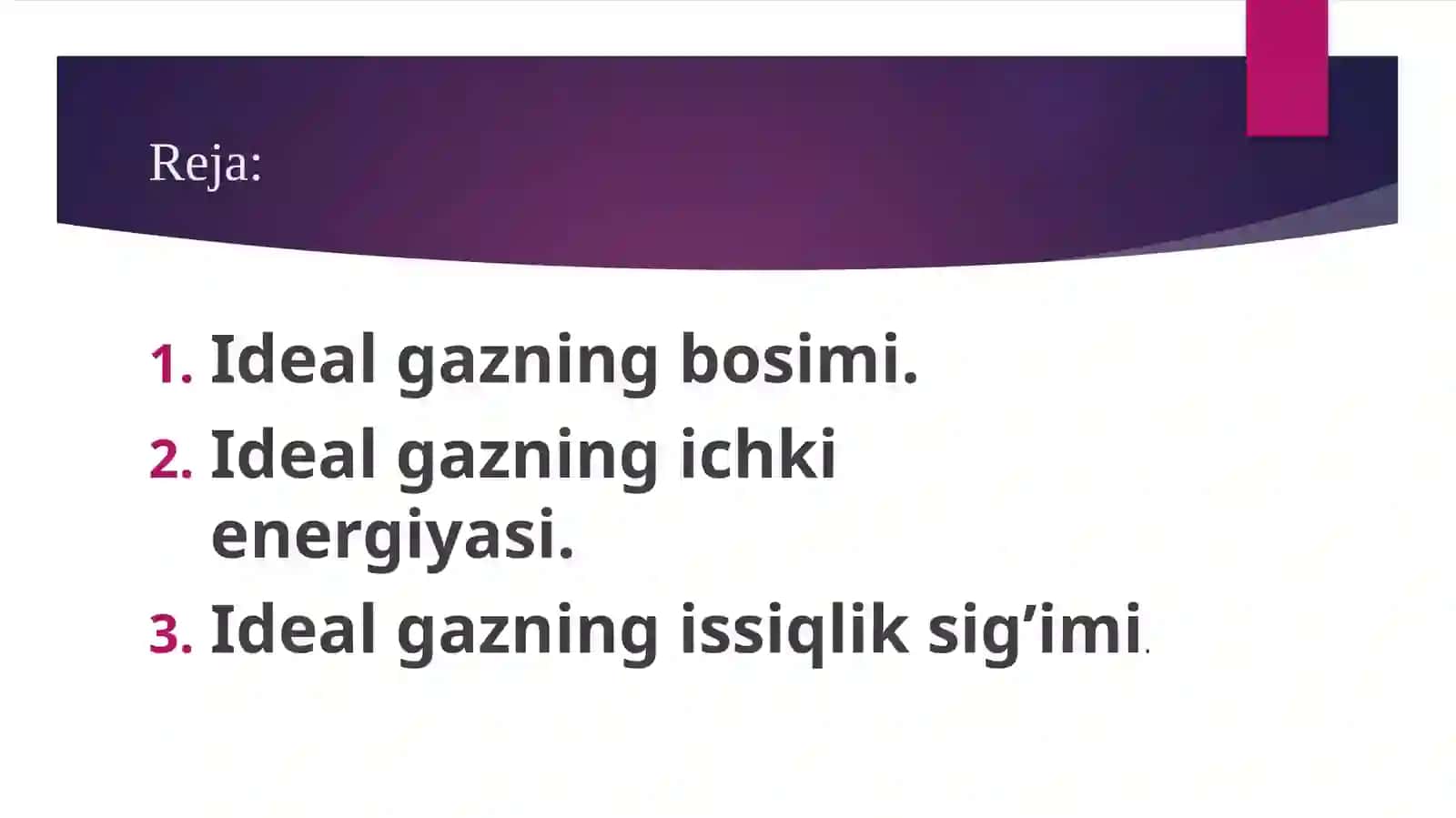 Ideal gazning bosimi 2