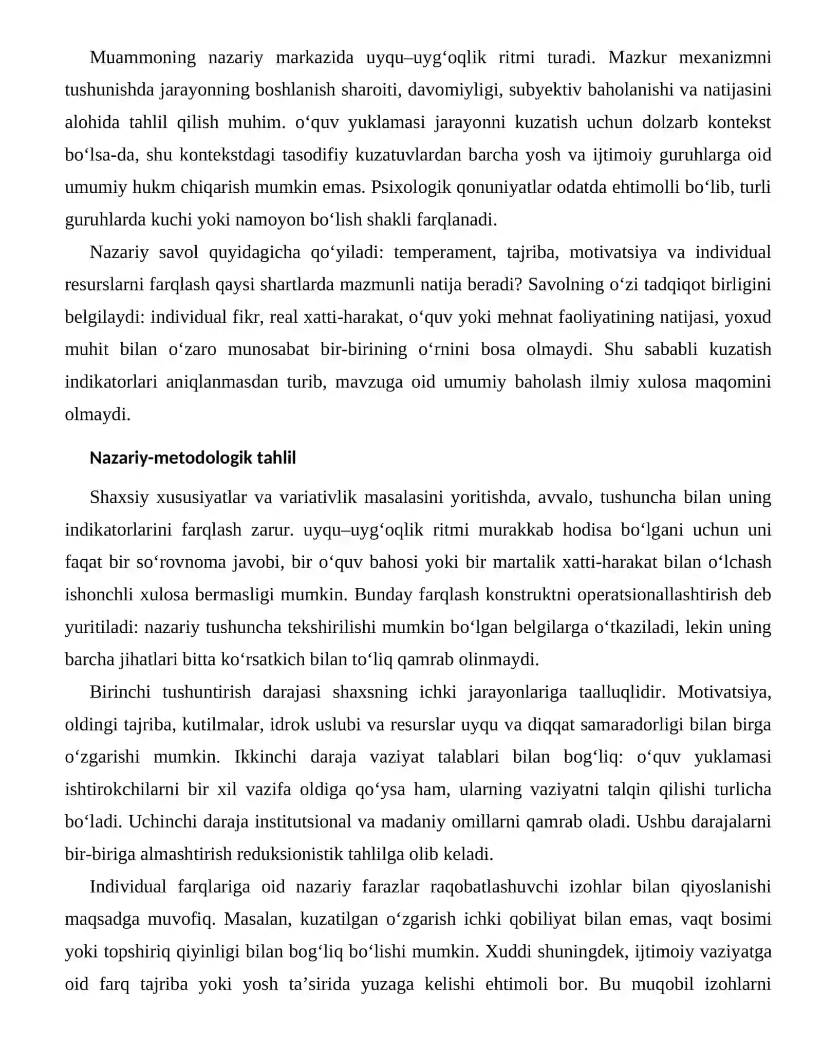 UYQU VA DIQQAT SAMARADORLIGI — INDIVIDUAL FARQLARI 2
