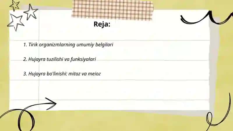 Tirik organizmlar va ularda kechadigan jarayonlar 2