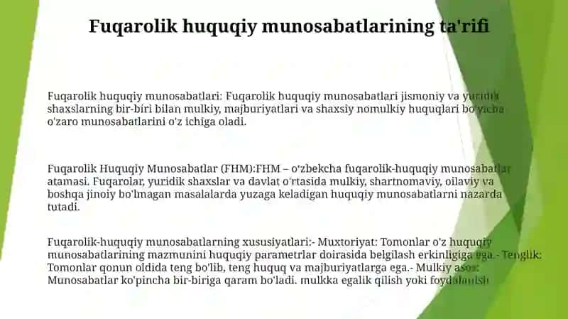 Fuqarolik Huquqiy Munosabatlar 2