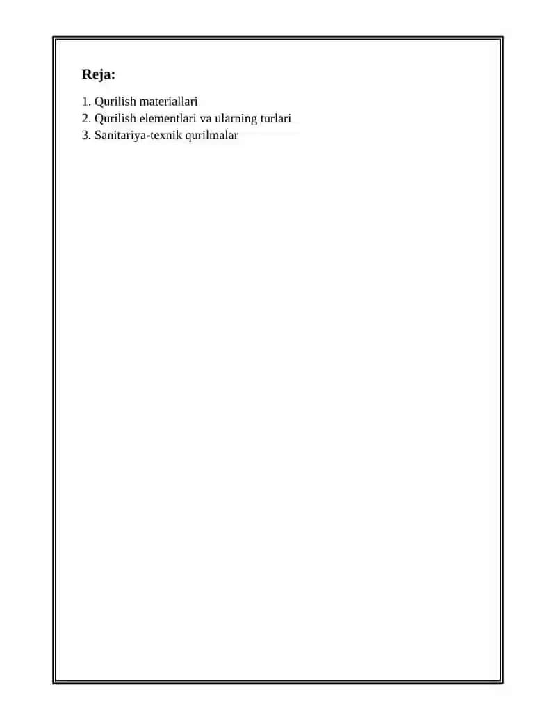 QURILISH ELEMENTLARI VA SANITARIYA-TEXNIK QURILMALARNING AN'ANAVIY GRAFIIK TASVIRLARI 2