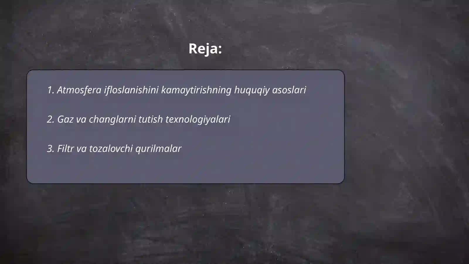 Atmosferani sanoat korxonalarining gaz-chang chiqindilaridan muxofaza qilishning tashkiliy texnik, texnologik va sanitar-gigienik chora-tadbirlari 2