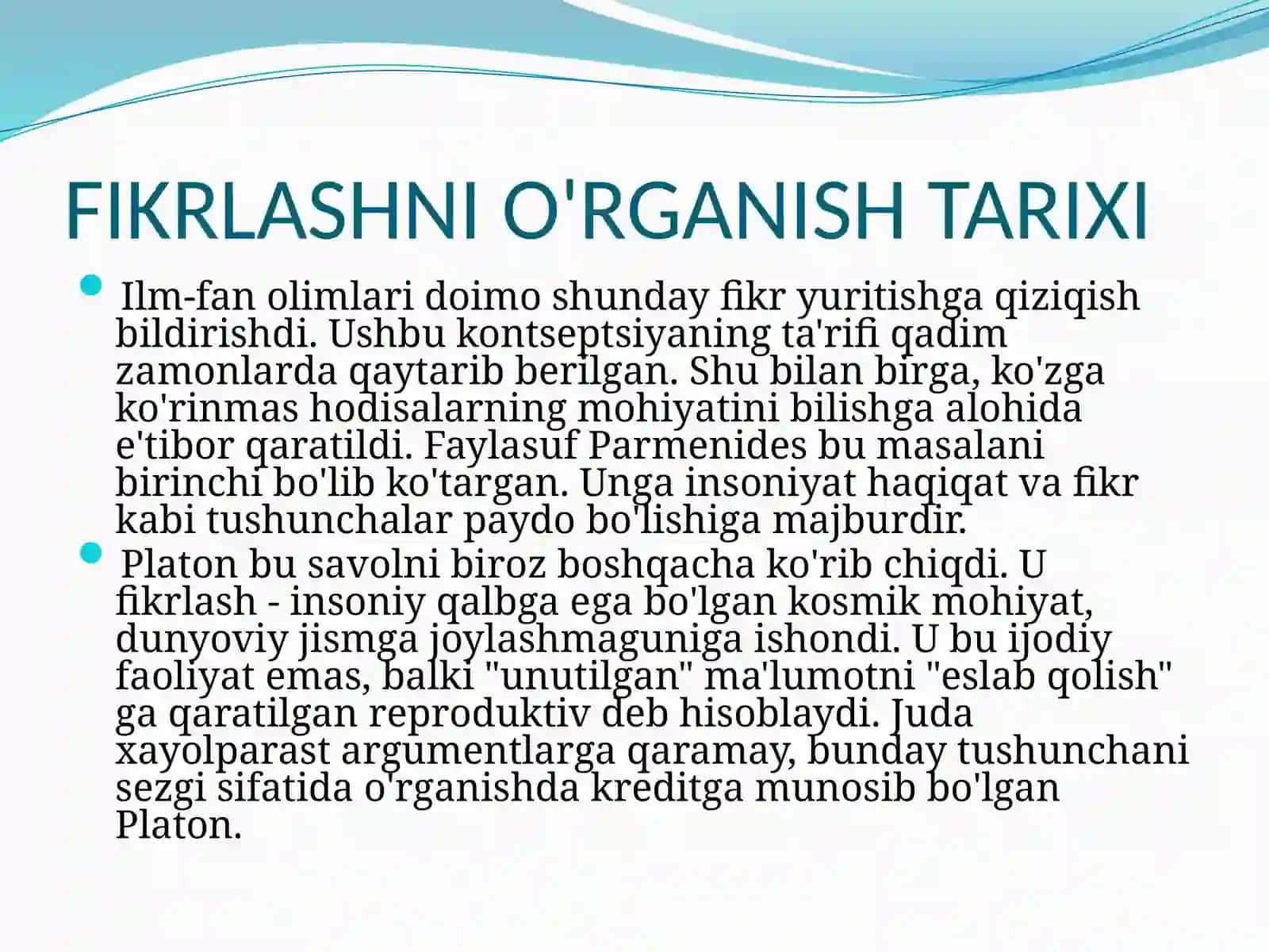 FIKRLASH VA UNING TURLARI 2