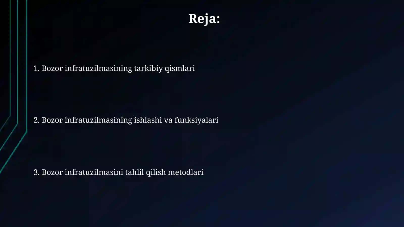 Bozor infratuzilmasini o‘rganish 2