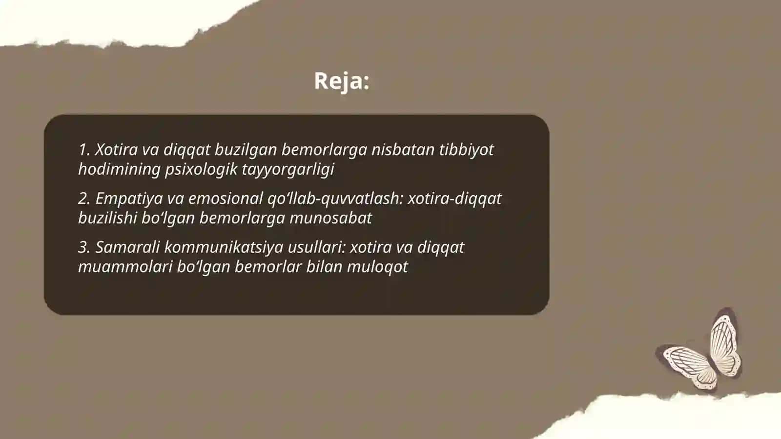 Xotira va diqqat buzilgan bemorlarga nisbatan tibbiyot hodimning munosabatda boʻlish psixalogyasi 2