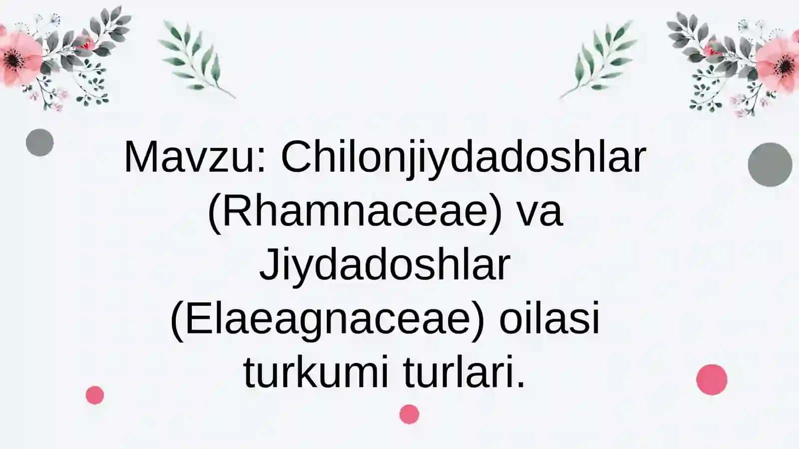 Moʻydinova Shodiyaxonning Oʻsimliklar florasi va sistematinkasi 2
