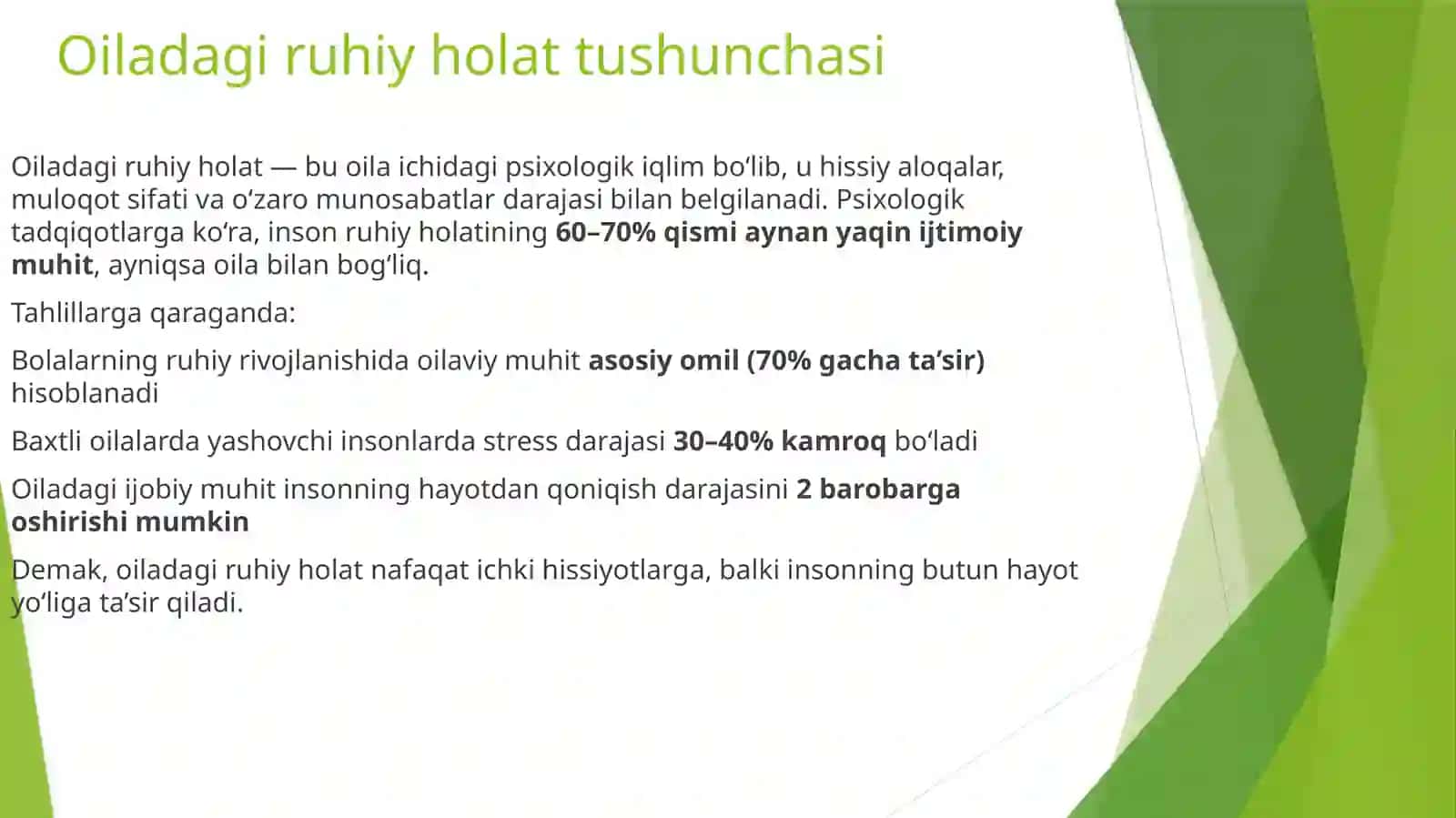 Oiladagi ruhiy holat 2