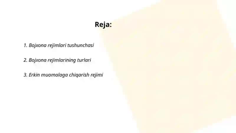 Bojxona rejimlari va ularni turlari 2