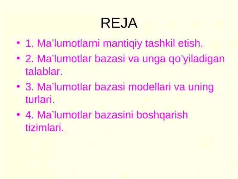 Mа’lumоtlаr bаzаsi 2