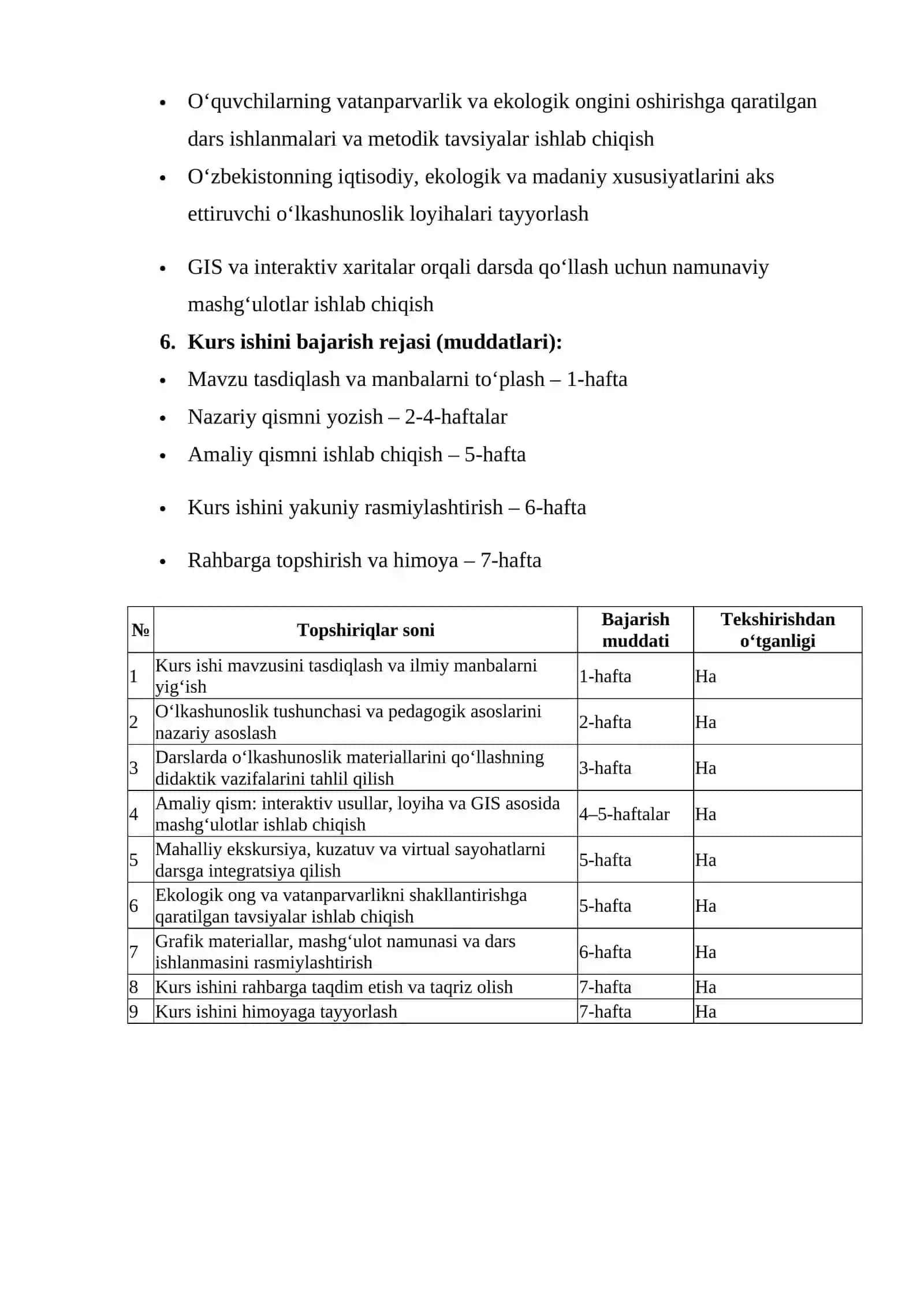 Geografiya va tabiiy fan o’qitish metodikasi fani bo’yicha 2
