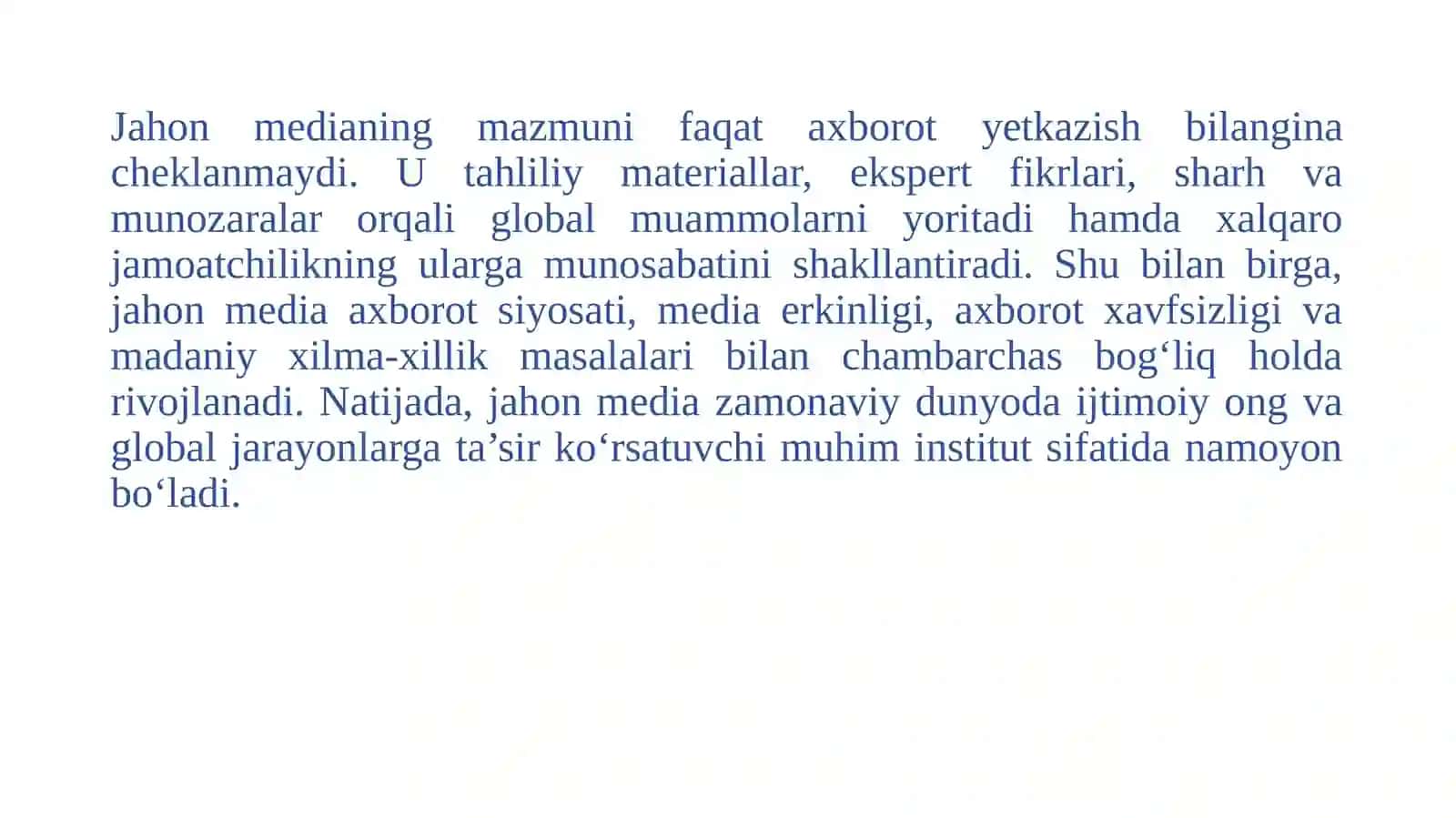 3-mavzu: Jahon media va axborot makonida raqobat muhiti 2