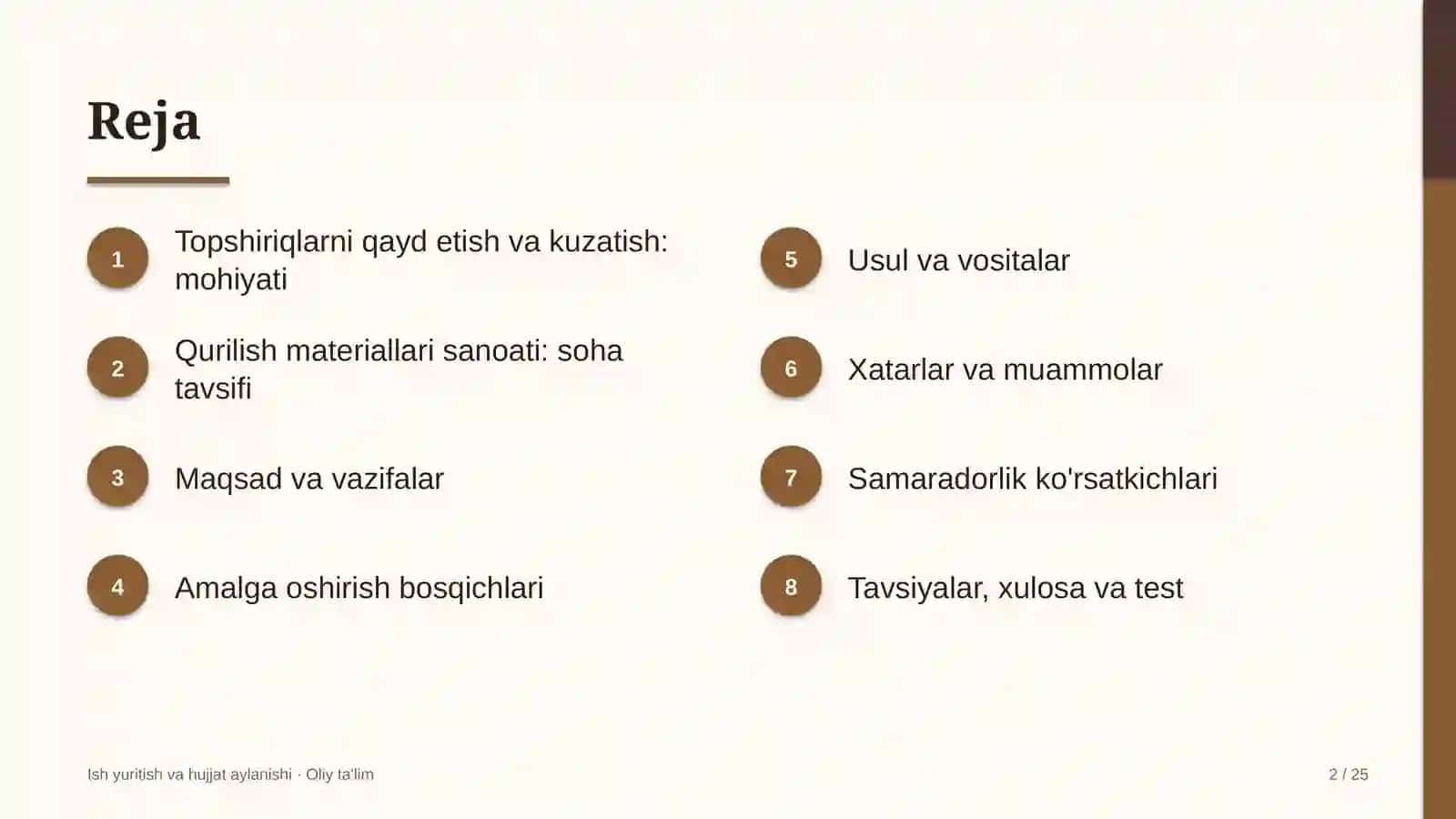 qurilish materiallari sanoatida topshiriqlarni qayd etish va ijrosini kuzatish 7640 2