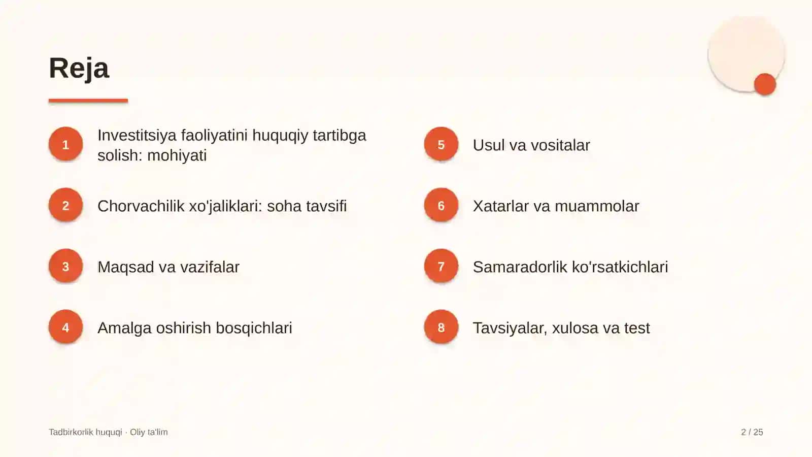 Chorvachilik xo'jaliklarida investitsiya faoliyatini huquqiy tartibga solish 2