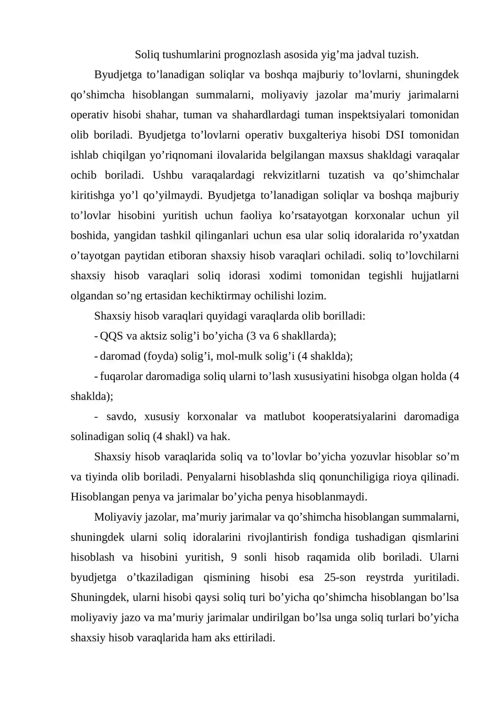 O'zbekiston soliq tizimida amalda bo'lgan soliqlar va yig'imlar tavsifi 2