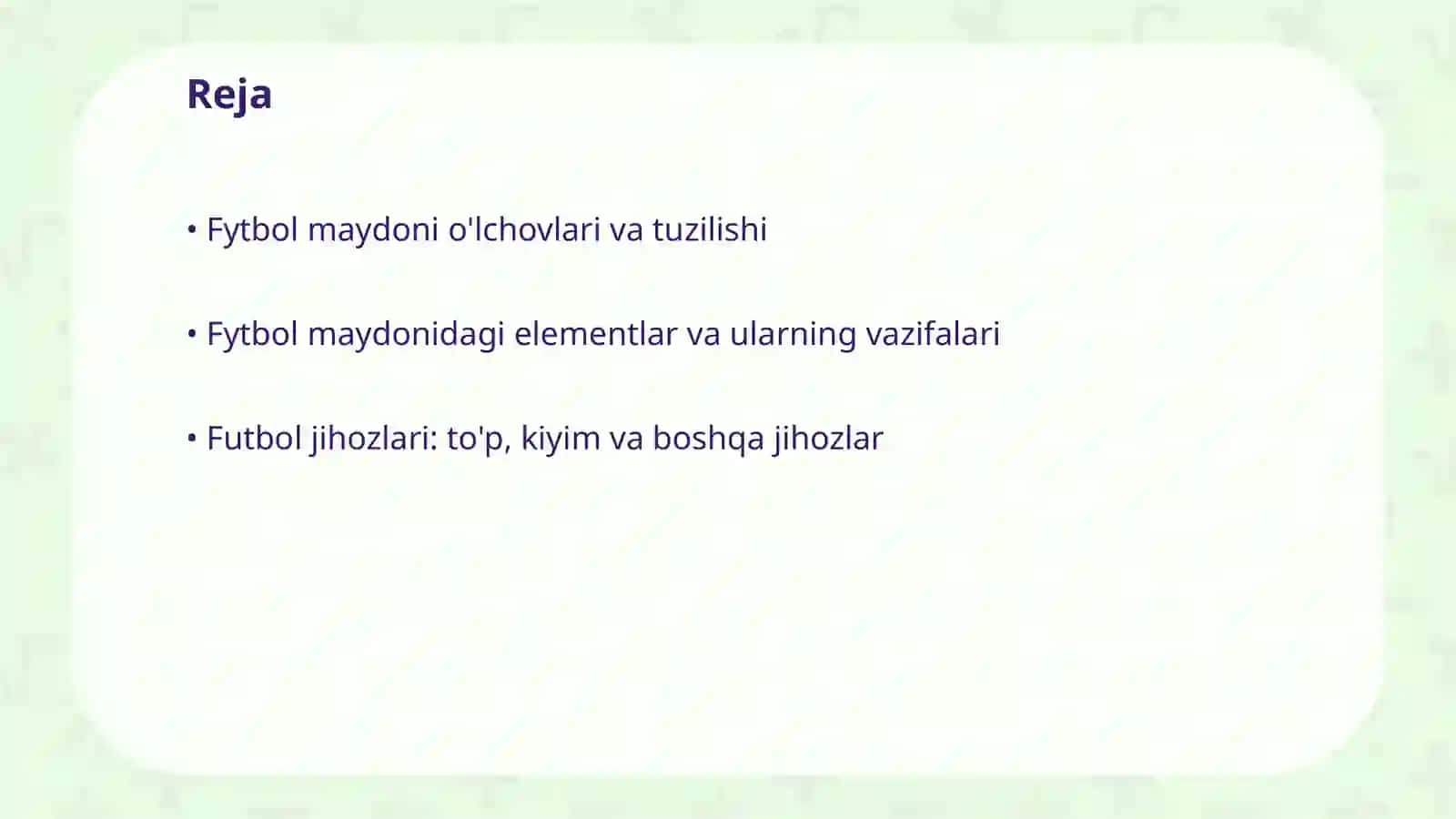 Fytbol maydoni elementlari, jihozlari va o'yin qoidalari 2