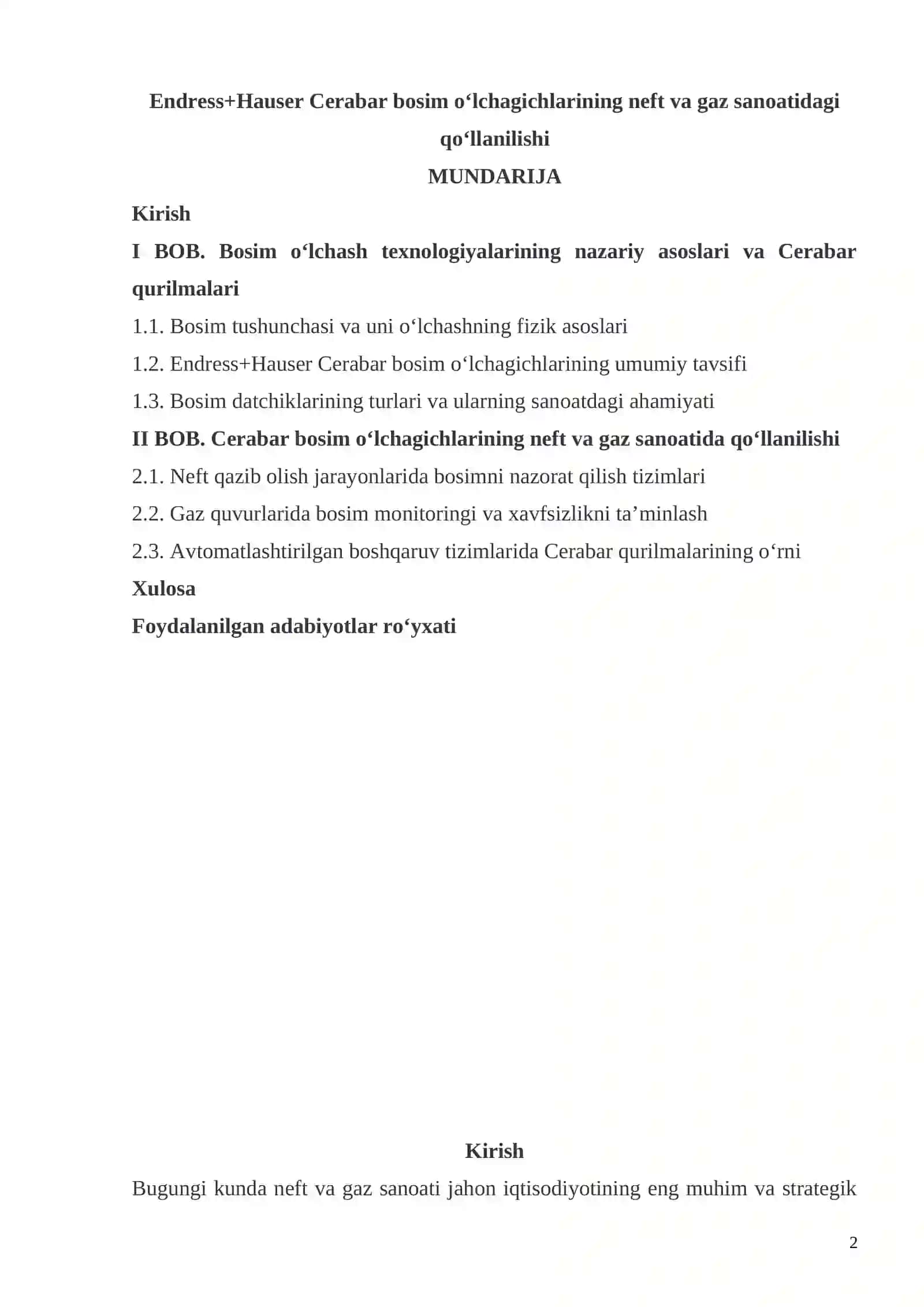 Endress+Hauser Cerabar bosim o‘lchagichlarining neft va gaz sanoatidagi qo‘llanilishi 2