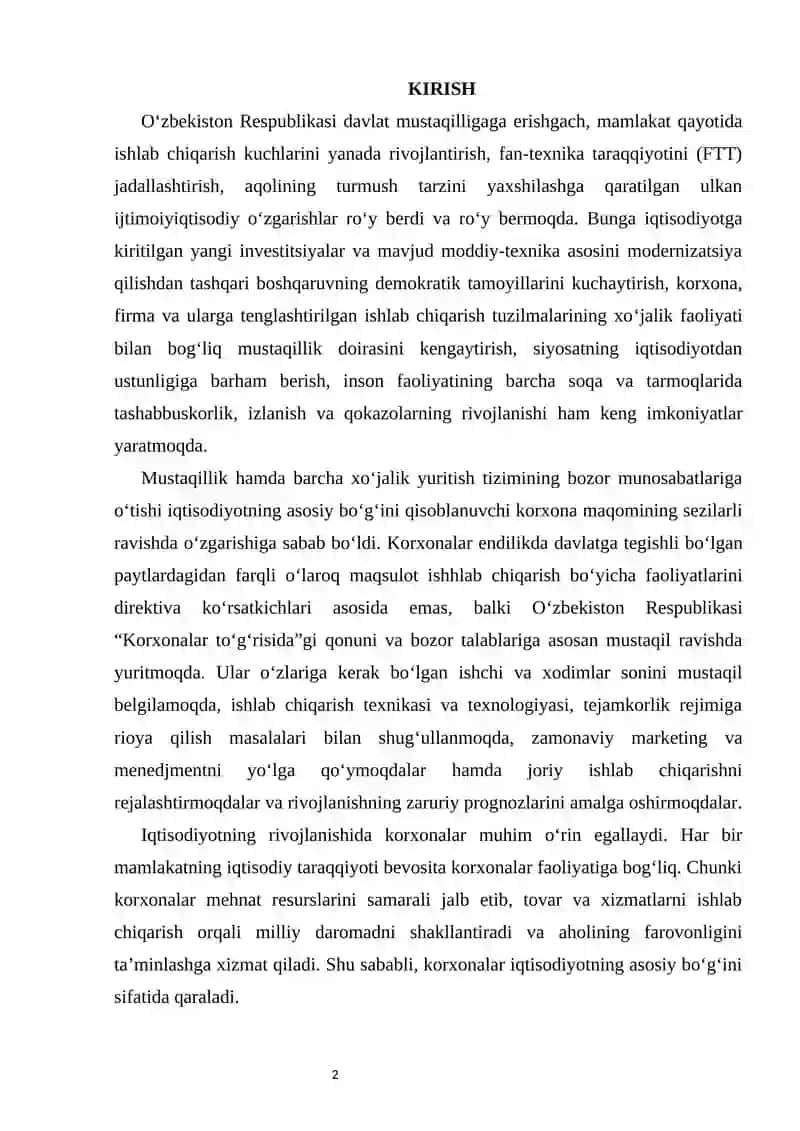 KORXONA IQTISODIYOTNING ASOSIY BO‘G‘INI 2