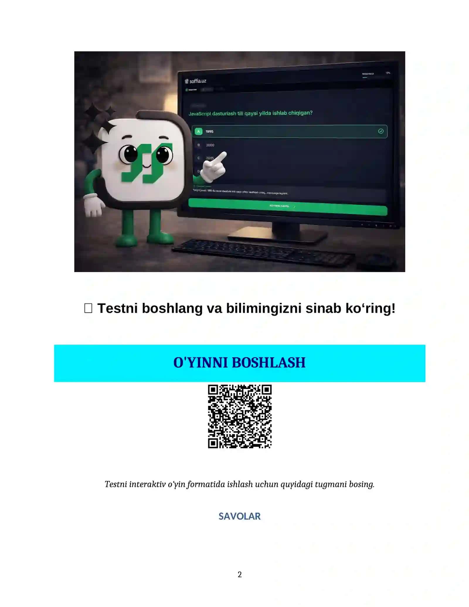 IT VA ZAMONAVIY TEXNOLOGIYALAR ATAMALARI BO'YICHA QIZIQARLI TOPISHMOQLAR VA SAVOL-JAVOBLAR 2