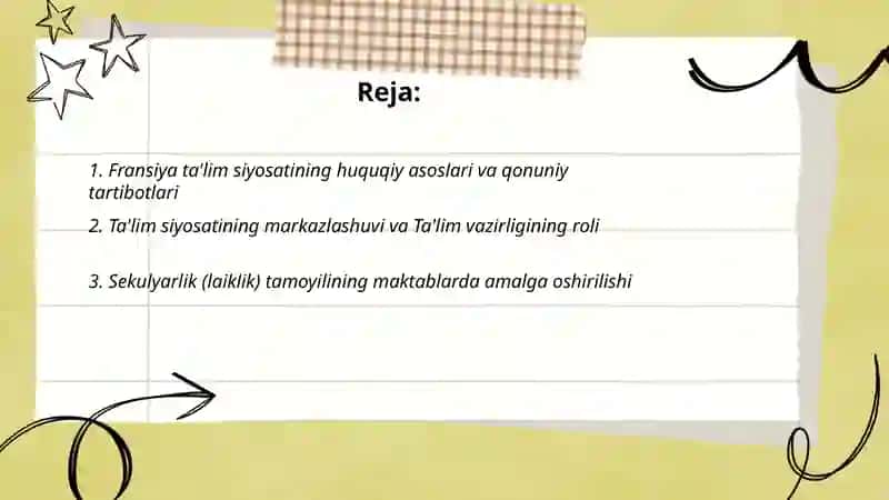 Fransiya ta'lim siyosatining olib borilishi 2