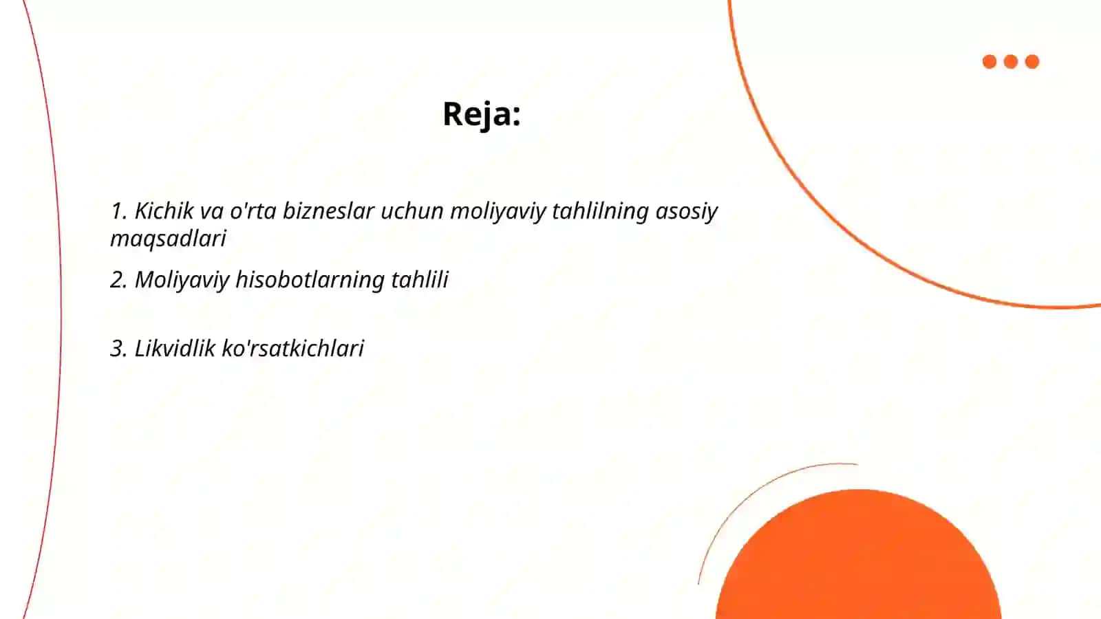 Kichik va o'rta bizneslarda moliyaviy tahlil xususiyatlari 2