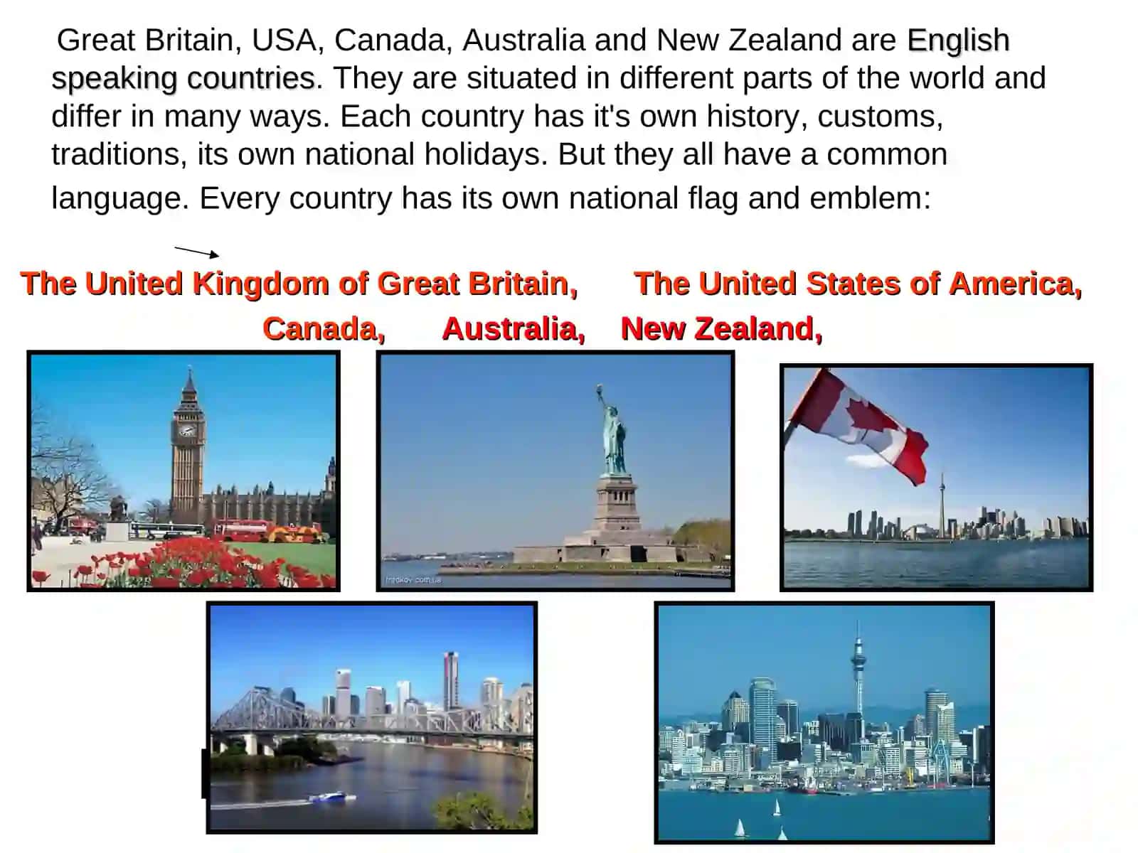 English speaking countries 2