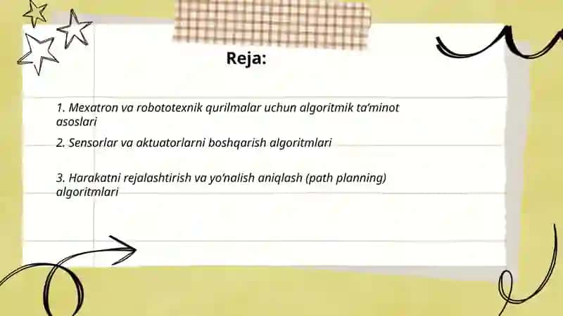 Mexatron va robototexnik qurilmalarni algoritmik va dasturiy ta’minoti. 2