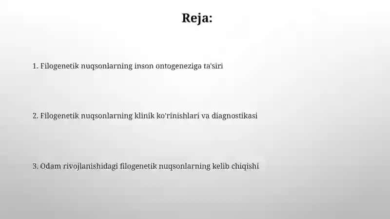 Odamda rivojlanishning filogenetik nuqsonlari 2