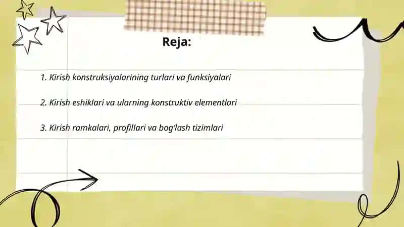 Kirish konstruksiyalari 2