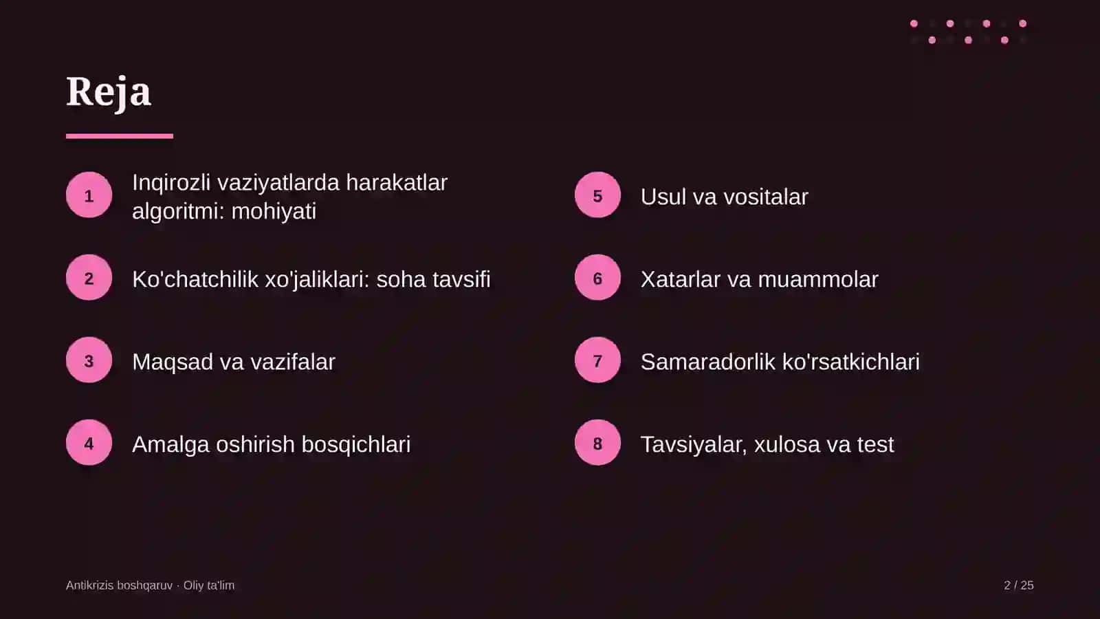 Ko'chatchilik xo'jaliklarida inqirozli vaziyatlarda harakatlar algoritmini ishlab chiqish 2