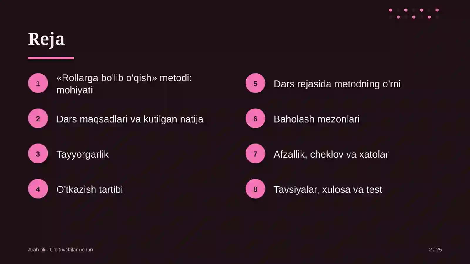 arab tili darslarida rollarga bo'lib o'qish metodidan foydalanish 2932 2