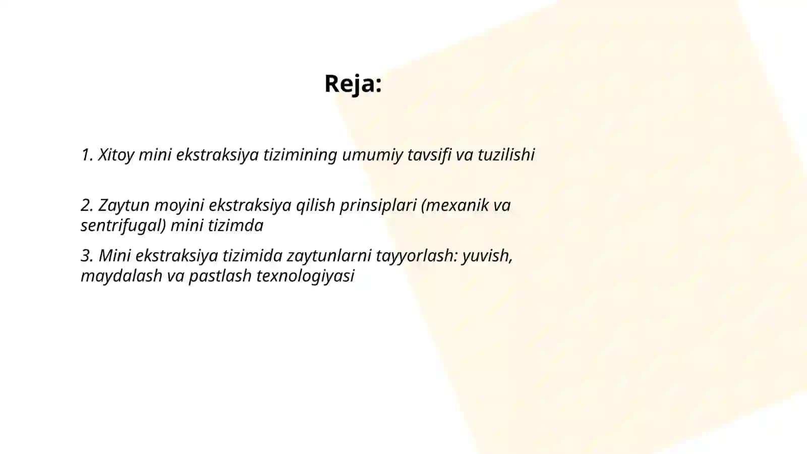 Zaytun moyidan ekstraksiya usulida Xitoy mini ekstraksiya tizimida moy olish texnologiyasi 2