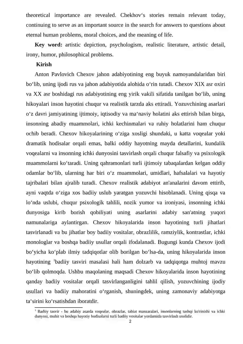 Chexov hikoyalarida  inson hayotining badiiy tasviri 2
