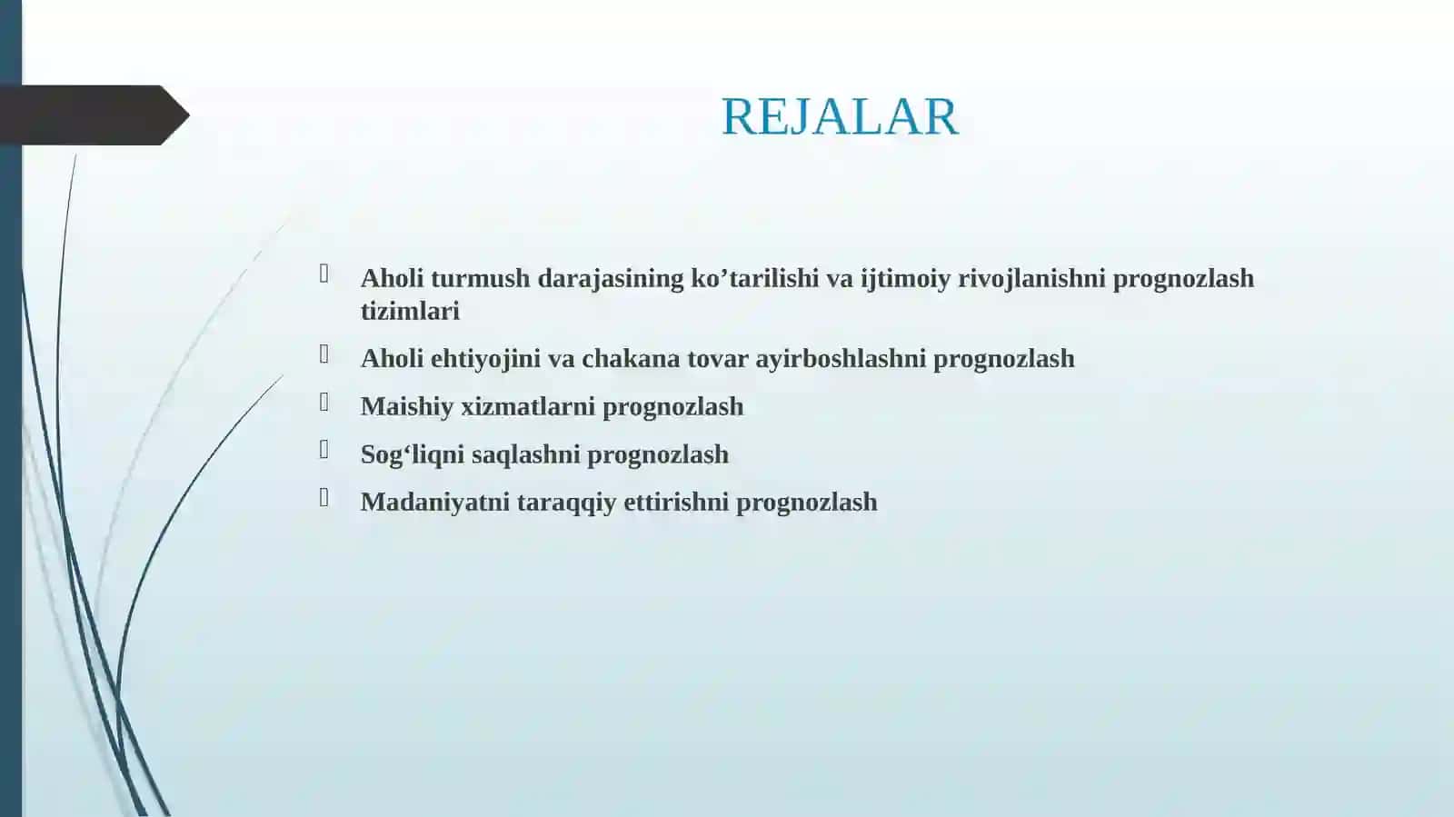 IJTIMOIY JARAYONLAR VA AHOLI TURMISH DARAJASINING O’SISHINI PROGNOZLASH 2