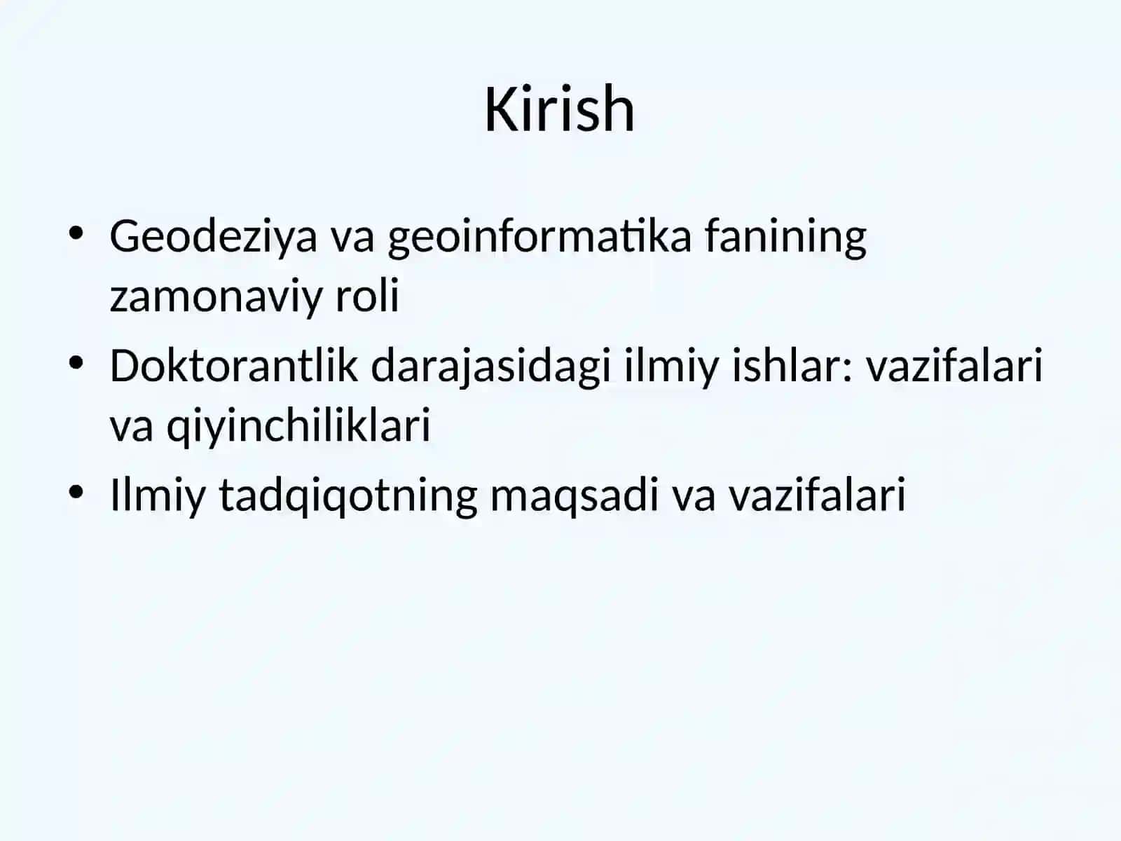 Geodeziya va Geoinformatika PhD Darsi 2