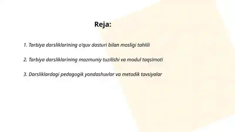 Umumtalim maktablarida tarbiya fani darsliklari tahlil 2